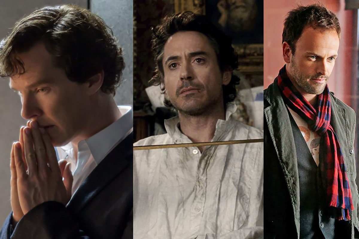 Benedict Cumberbatch, Robert Downey Jr, and Johnny Lee Miller all as Sherlock