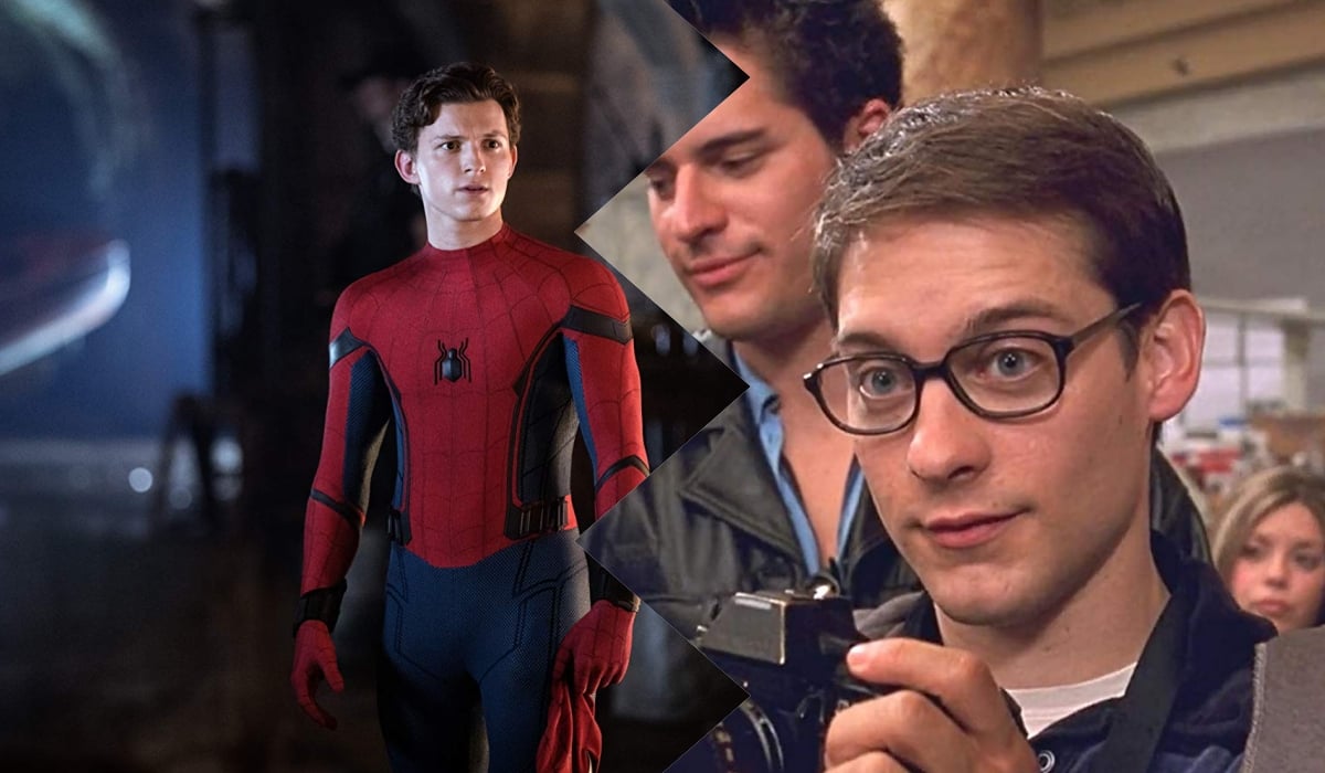 Tobey Maguire in Spider-Man (2002).Tom Holland in Spider-Man: Far from Home (2019)