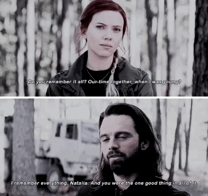 Natasha asks Bucky if he remembers their time together. He says he does, and that she was the one good thing in all of it.
