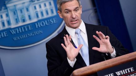 Acting Director of the US Citizenship and Immigration Services Ken Cuccinelli speaks during a briefing at the White House