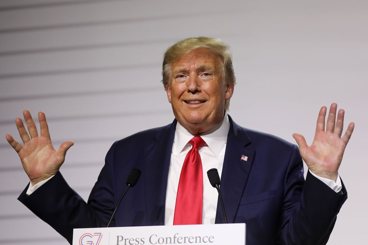 Donald Trump makes a stupid face while ranting at the G7.