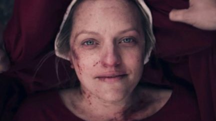 Elisabeth Moss as June in the season 3 finale of Hulu's The Handmaid's Tale.