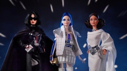 Darth Vader, R2-D2, and Leia get a couture makeover with Barbie.