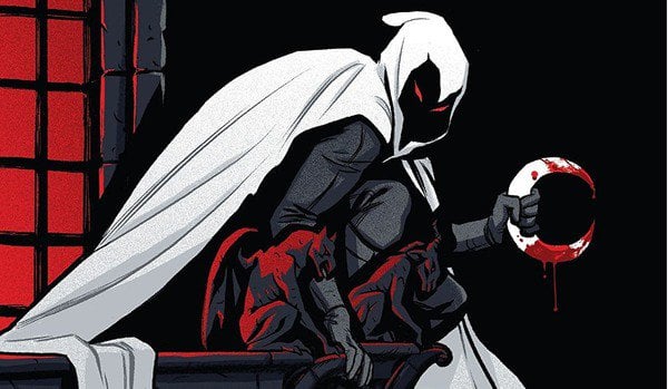 moon knight with a bloody weapon