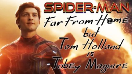 Tobey Maguire's face on Tom Holland's body in Spider-Man: Far From Home trailer.
