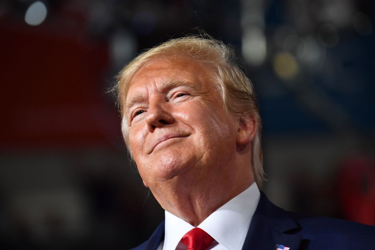 Donald Trump smirking like a goon.