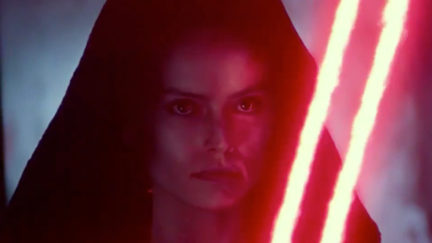 Rey (Daisy Ridley) appears to have gone evil in a vision from the sizzle reel for Star Wars: The Rise of Skywalker.