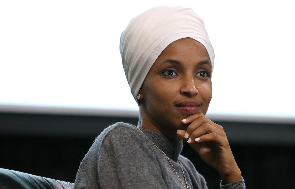 Rep. Ilhan Omar (D-MN) participates in a panel discussion.