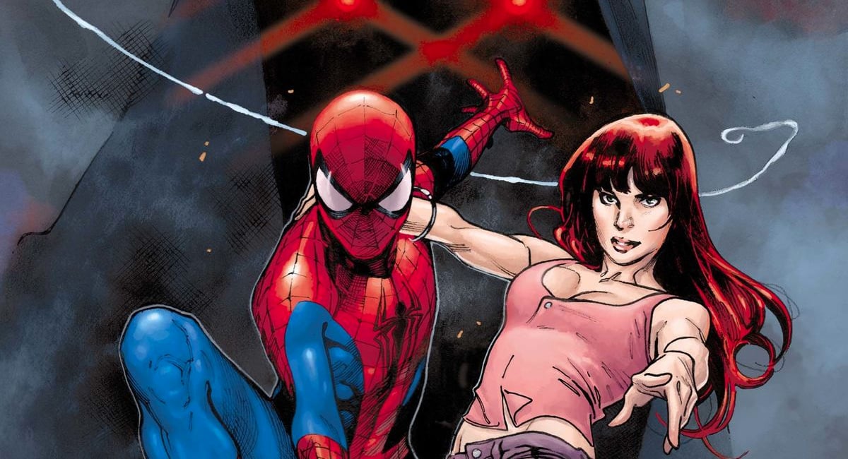 Spider-Man and Mary Jane swing into action on the Spider-Man #1 cover.