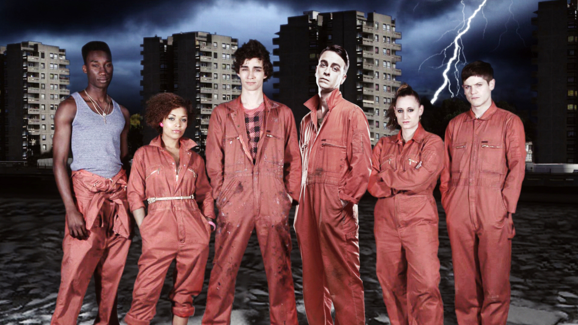 The cast of E4's Misfits superhero show.