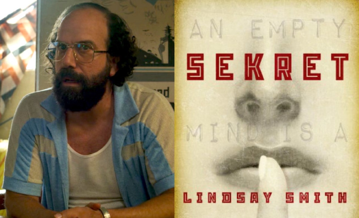 Murray in Netflix's Stranger Things and Sekret book cover.