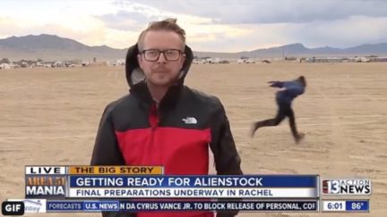 An absolute hero running towards Area 51 like Naruto.