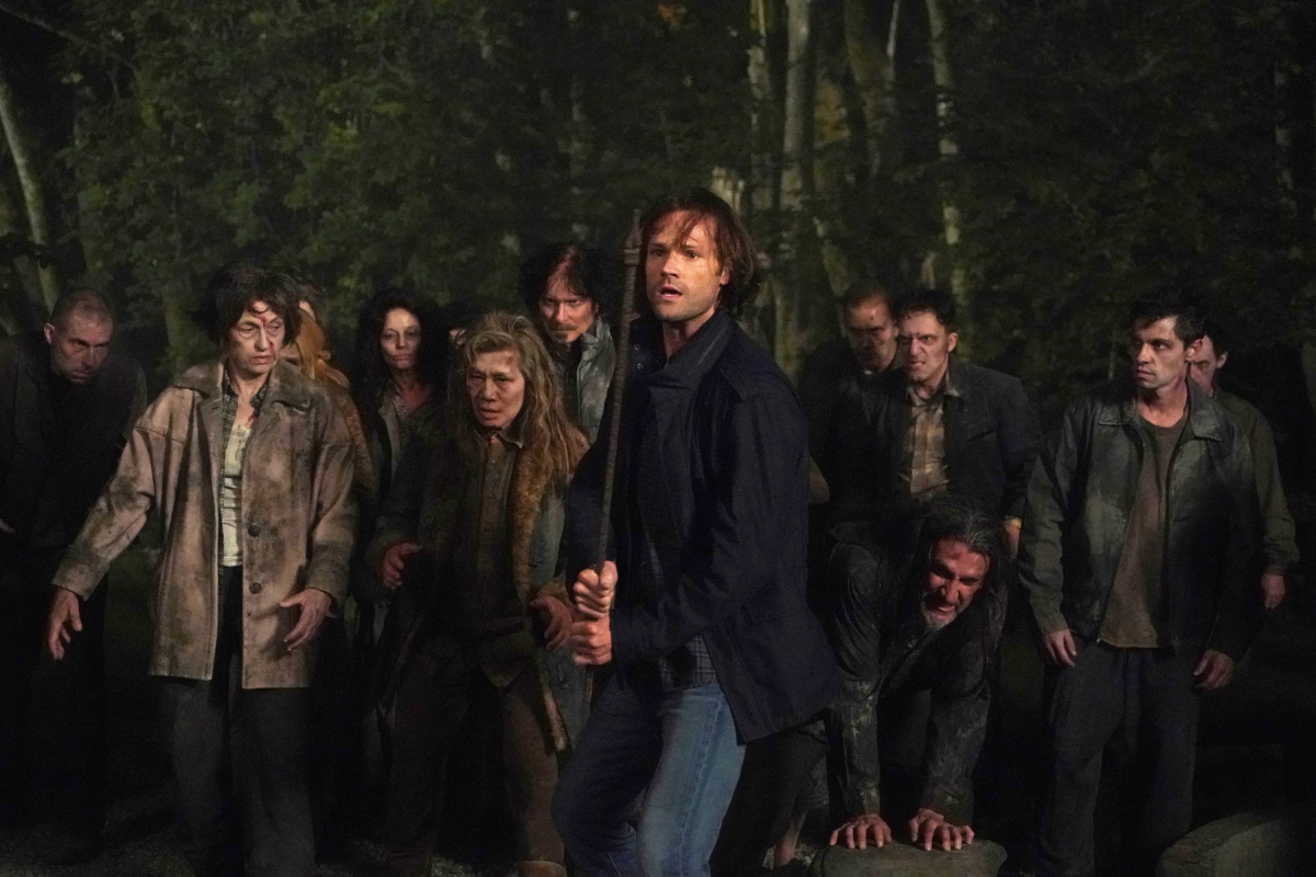 Sam Winchester fights some hell zombies