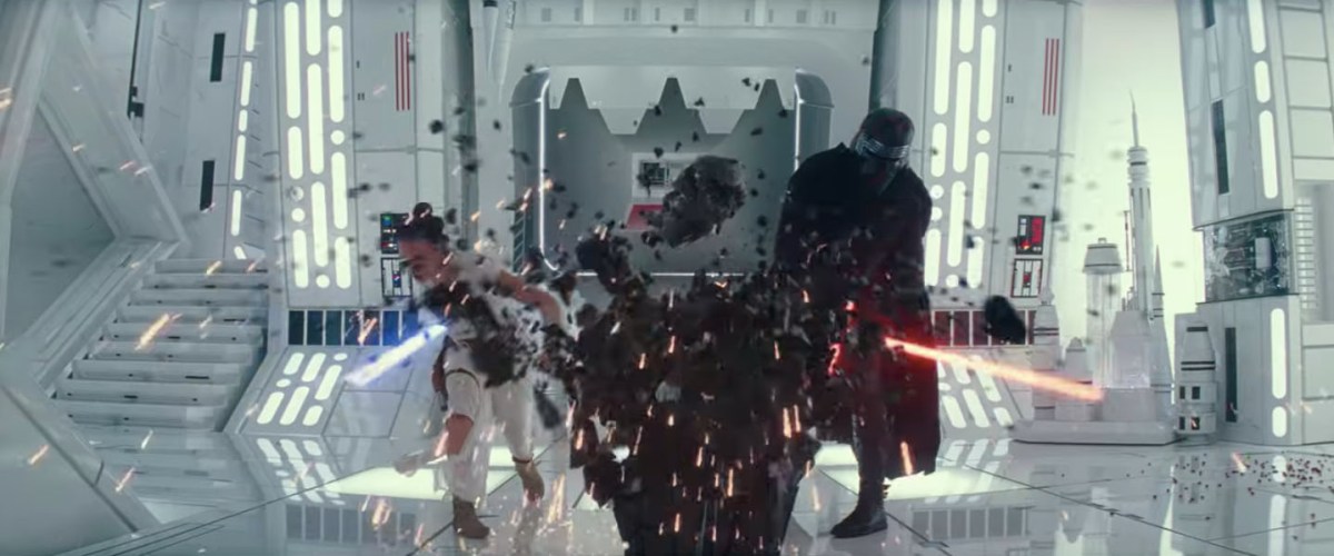 Rey and Kylo destroy a foe together in Star Wars: The Rise of Skywalker trailer.