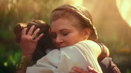 Rey and Leia hug in Star Wars: The Rise of Skywalker trailer.