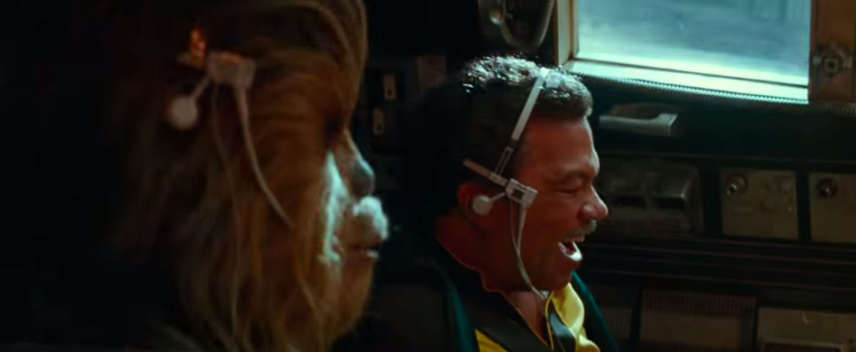 Lando and Chewie pilot the Millennium Falcon in Star Wars: The Rise of Skywalker trailer.
