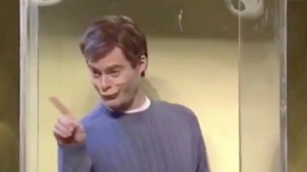 Bill Hader dancing in a glass box I think?