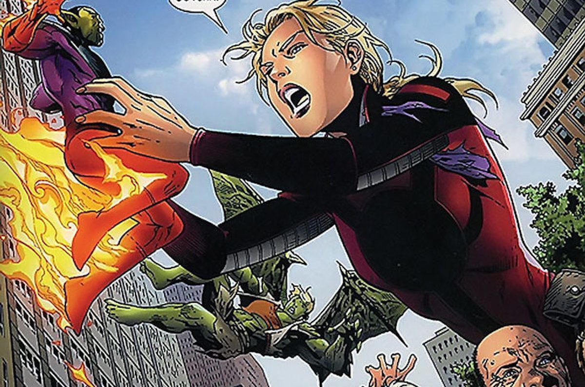 Cassie Lang as all giant as Stature in a battle in Marvel Comics.