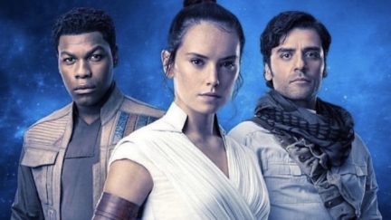 John Boyega, Daisy Ridley, and Oscar Isaac in Star Wars: The Rise of Skywalker