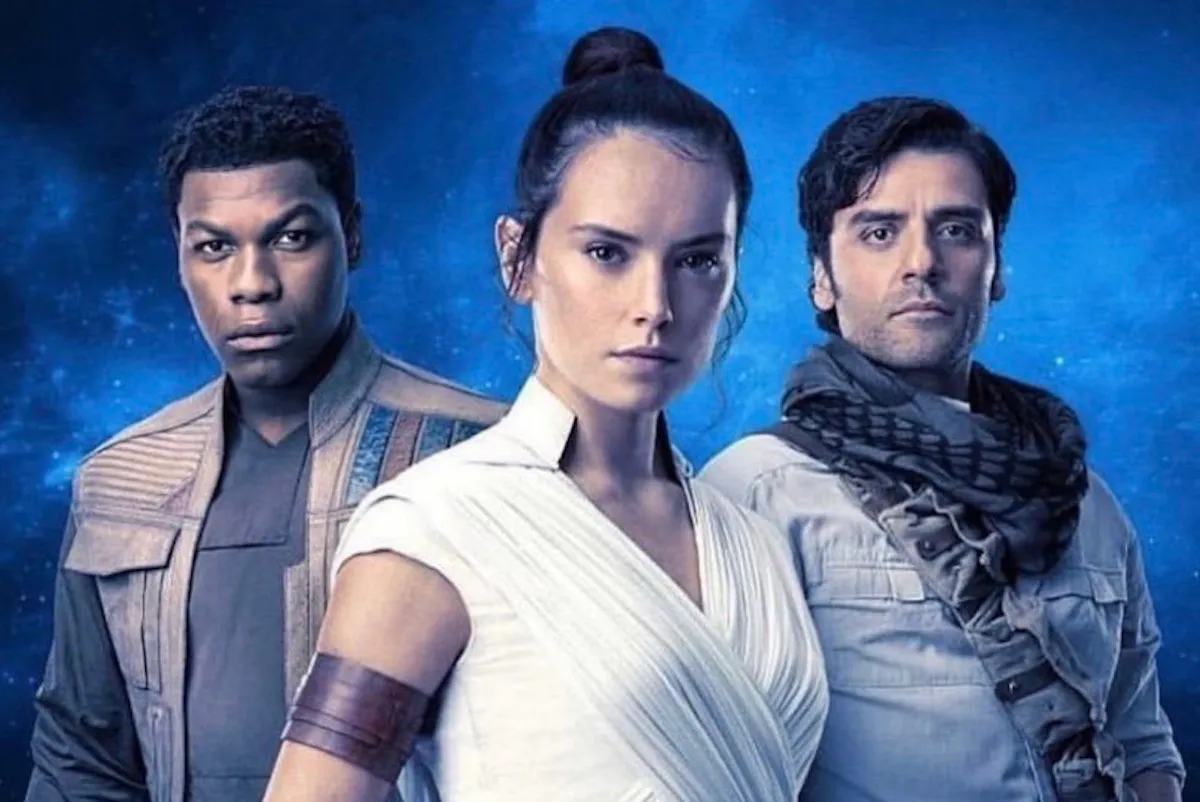 John Boyega, Daisy Ridley, and Oscar Isaac in Star Wars: The Rise of Skywalker