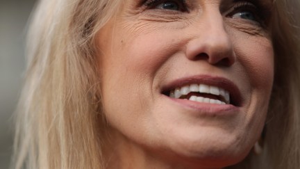 Closeup of Kellyanne Conway smiling.