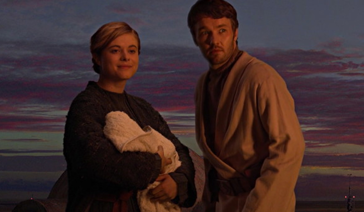 Owen and Beru Lars at the end of Star Wars Episode III: Revenge of the Sith.
