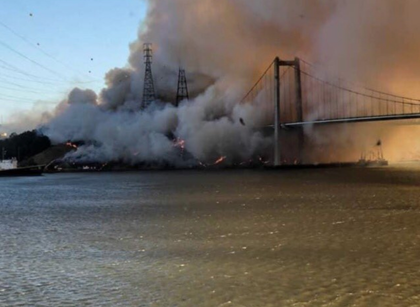 Vallejo bridge on fire