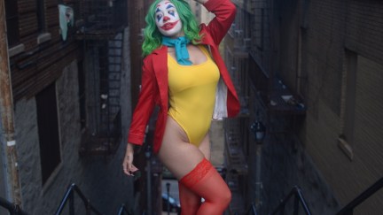Veronica Rae cosplays as the Joker.