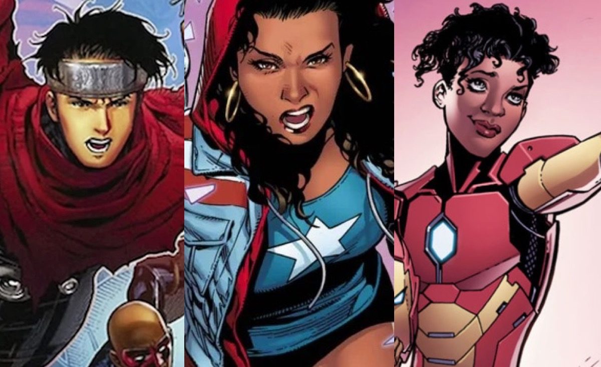 wiccan, america chavez, and riri williams in Marvel comics.