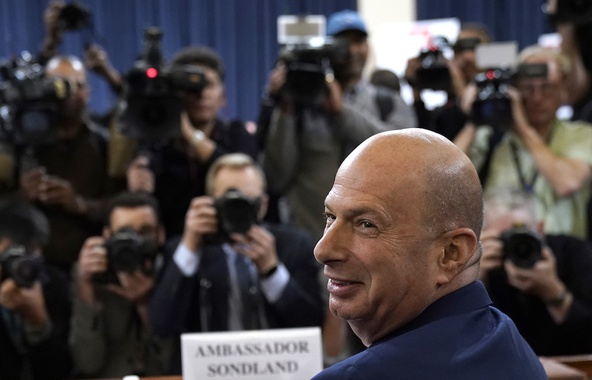 Gordon Sondland, the U.S ambassador to the European Union, arrives for testimony before the House Intelligence Committee