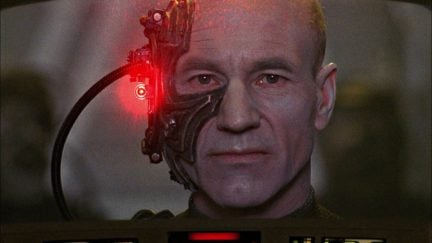 Patrick Stewart's Jean-Luc Picard as Locutus of Borg