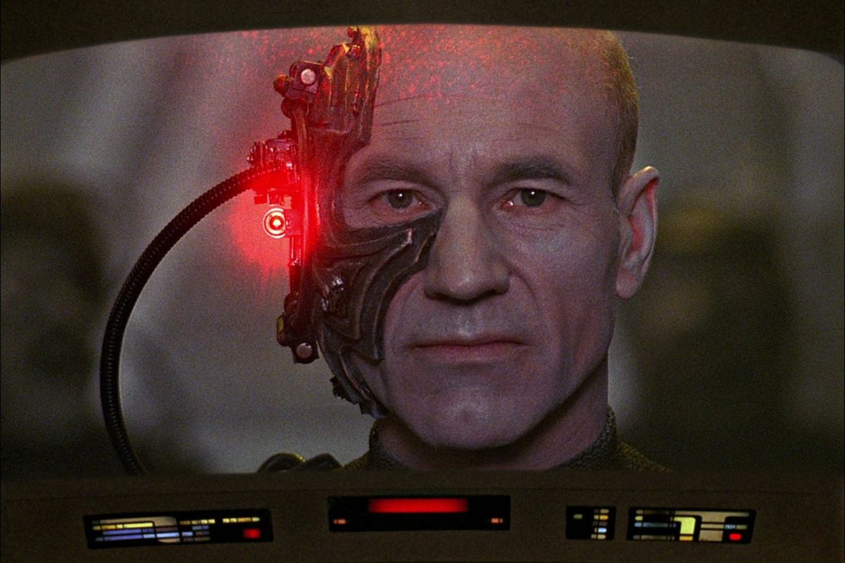 Patrick Stewart's Jean-Luc Picard as Locutus of Borg