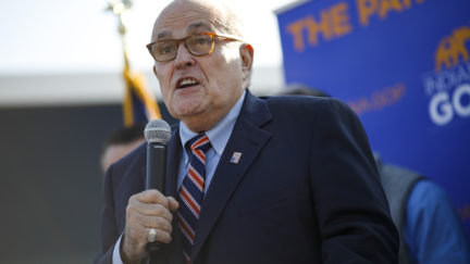 Rudy Giuliani speaks at a rally.