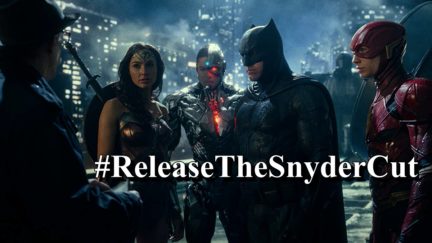 Ben Affleck, J.K. Simmons, Gal Gadot, Ezra Miller, and Ray Fisher in Justice League (2017)