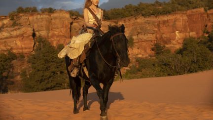 Dolores on horse back in Westworld