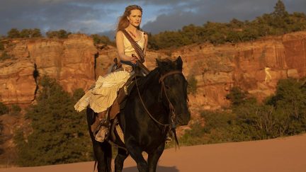 Dolores on horse back in Westworld