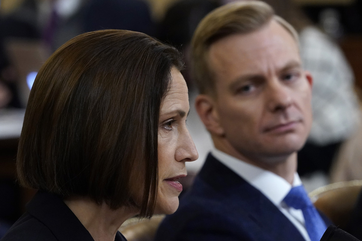 Fiona Hill (L), the National Security Council‚Äôs former senior director for Europe and Russia, and David Holmes (R), an official from the American embassy in Ukraine, testify before the House Intelligence Committee