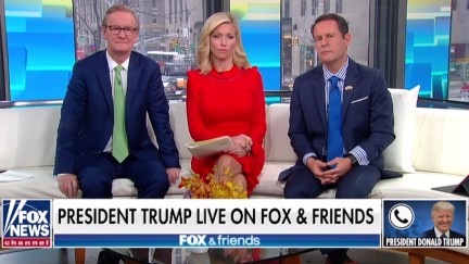 Fox & Friends hosts look uncomfortable as Trump rants over the phone.