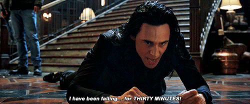 Loki falling in Thor Ragnarok gif