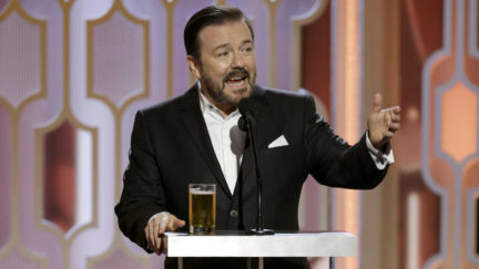 Ricky Gervais hosting Golden Globes