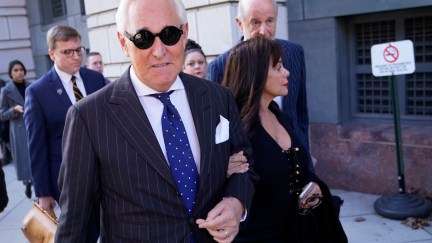 Former advisor to U.S. President Donald Trump, Roger Stone, departs the E. Barrett Prettyman United States Courthouse with his wife Nydia after being found guilty of obstructing a congressional investigation