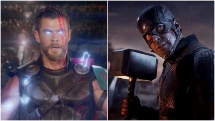 Steve Rogers and Thor's hammer