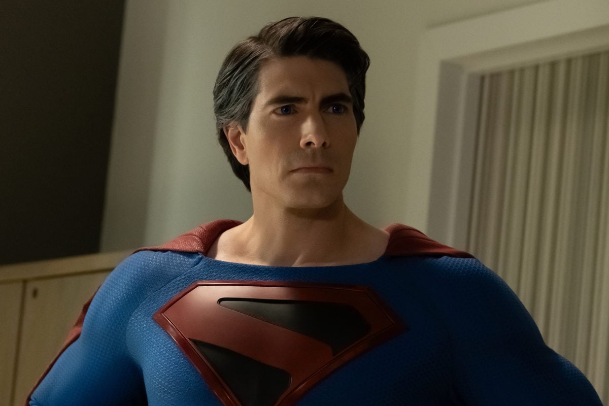 brandon Routh poses as Superman