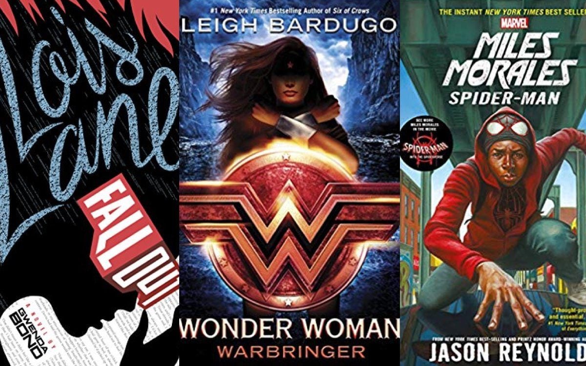 Lois Lane, Wonder Woman, and Miles Morales: Spider-Man book covers.