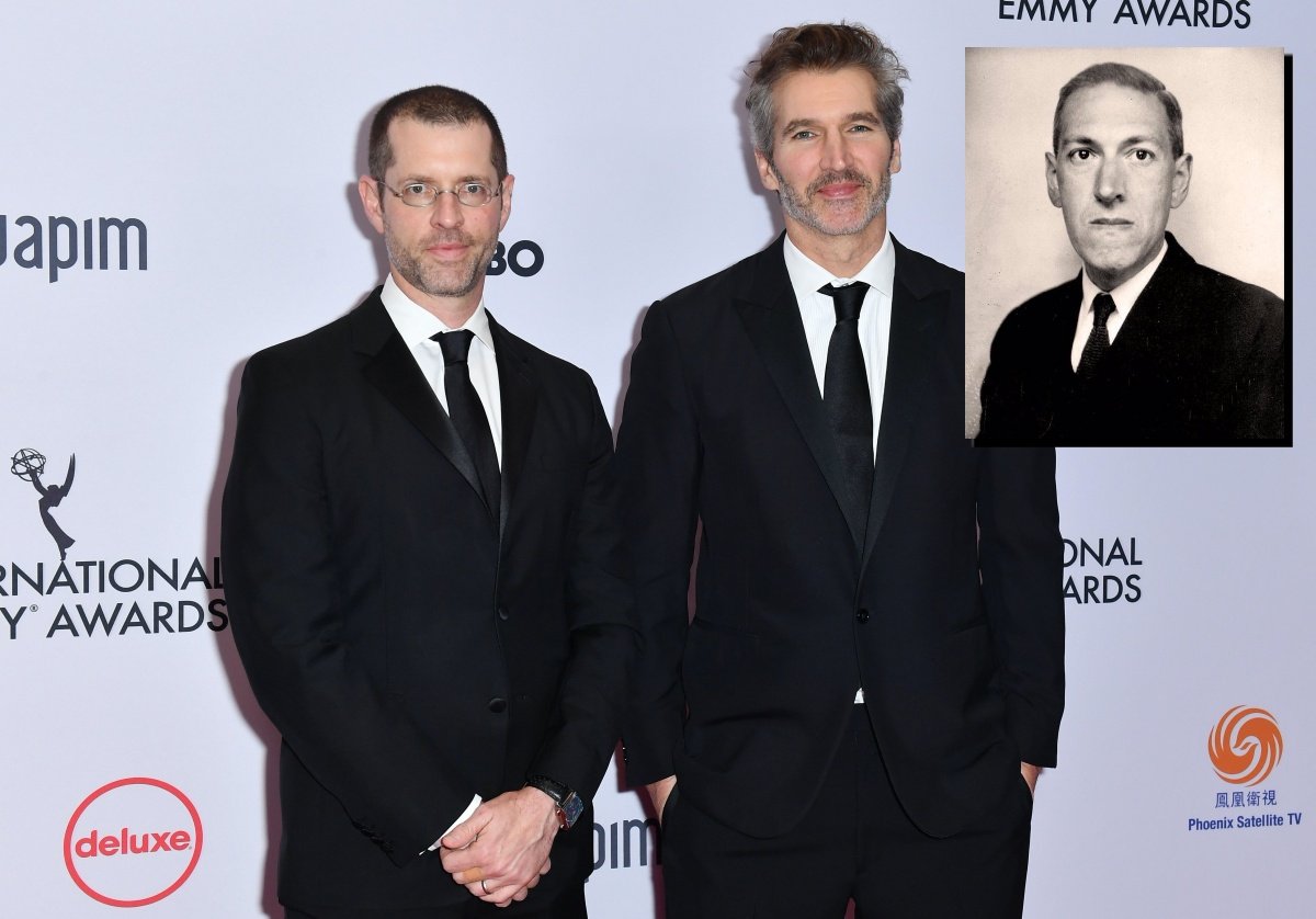US-ENTERTAINMENT-TELEVISION-INTERNATIONAL-EMMY Producers/screenwriters David Benioff (R) and D. B. Weiss (L) arrive for the 47th Annual International Emmy Awards at New York Hilton on November 25, 2019 in New York City. - The International Emmy Award is an award ceremony bestowed by the International Academy of Television Arts and Sciences in recognition to the best television programs initially produced and aired outside the United States. (Photo by Angela Weiss / AFP) (Photo by ANGELA WEISS/AFP via Getty Images)