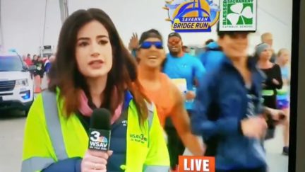 Reporter Alex Bozarjian was gropped by a dickhead