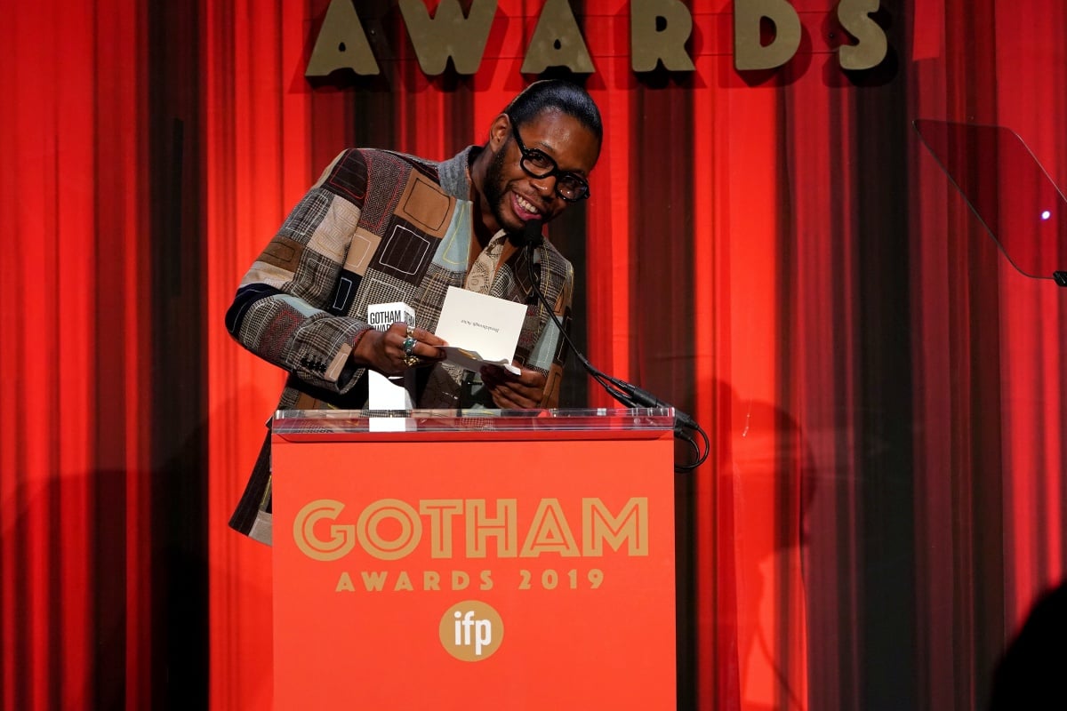  IFP's 29th Annual Gotham Independent Film Awards - Show NEW YORK, NEW YORK - DECEMBER 02: Jeremy O. Harris speaks onstage during the IFP's 29th Annual Gotham Independent Film Awards at Cipriani Wall Street on December 02, 2019 in New York City. (Photo by Jemal Countess/Getty Images for IFP)