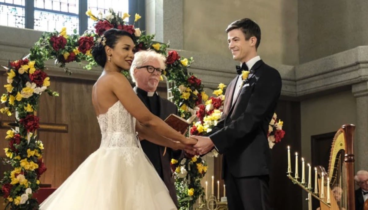 Iris and Barry getting married on The CW's The Flash.