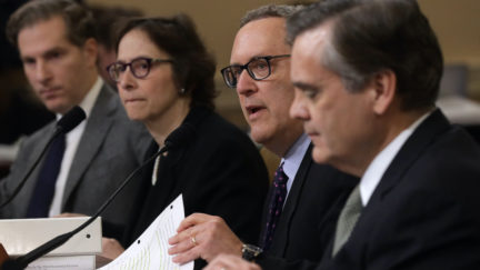 Constitutional scholars (L-R) Noah Feldman of Harvard University, Pamela Karlan of Stanford University, Michael Gerhardt of the University of North Carolina, and Jonathan Turley of George Washington University testify before the House Judiciary Committee