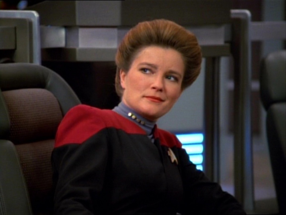 Kate Mulgrew as Captain Janeway on Star Trek Voyager.